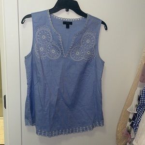 Jcrew light blue embroidered top